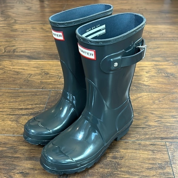 Hunter Shoes - Hunter Boots Short Charcoal Gloss Rain-Boots